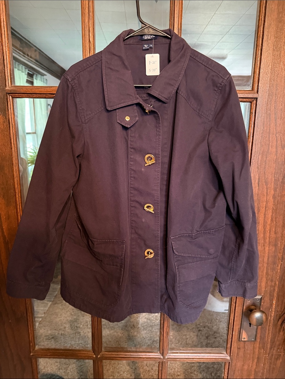 Chaps Women's Deep Plum Button-Front Utility Jacket